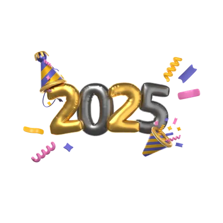 Happy New Year 2025  3D Icon