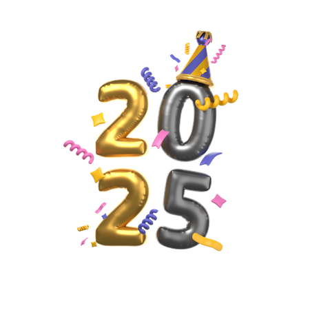 Happy New Year 2025  3D Icon