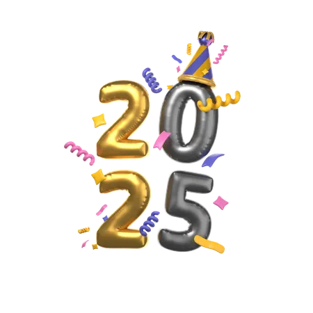 Happy New Year 2025  3D Icon