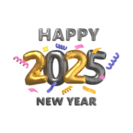 Happy New Year 2025  3D Icon