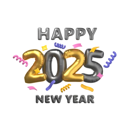 Happy New Year 2025  3D Icon