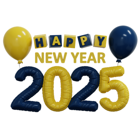 Happy New Year 2025  3D Icon