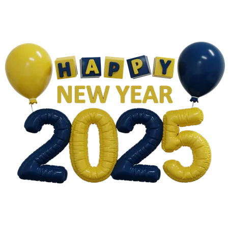 Happy New Year 2025  3D Icon