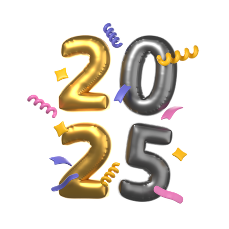 Happy New Year 2025  3D Icon