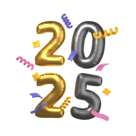 Happy New Year 2025  3D Icon