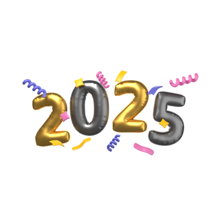 Happy New Year 2025  3D Icon