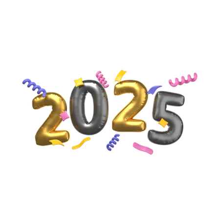 Happy New Year 2025  3D Icon