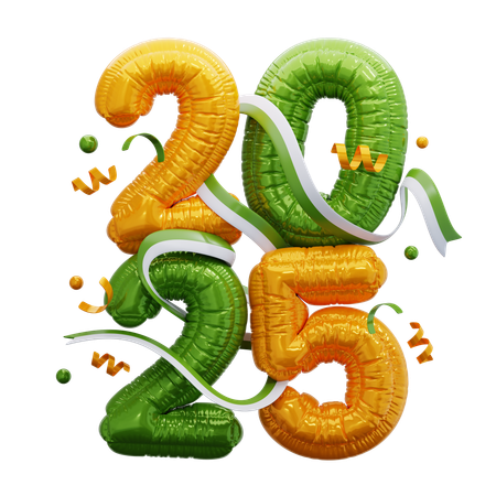 Happy New Year 2025  3D Icon