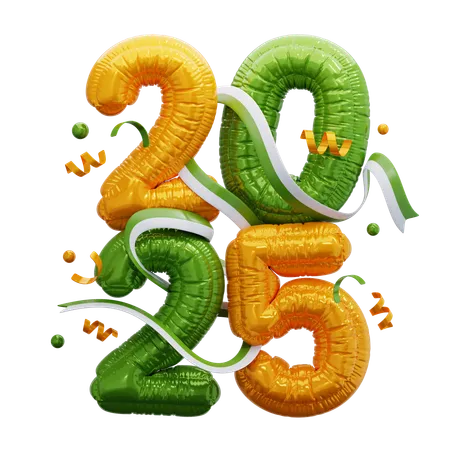 Happy New Year 2025  3D Icon