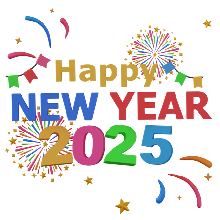 Happy new year 2025  3D Icon