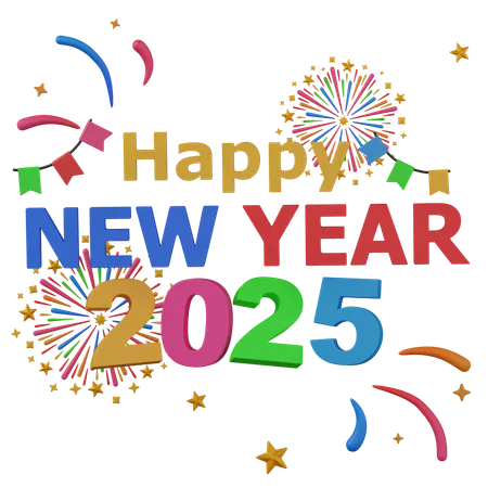 Happy new year 2025  3D Icon