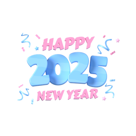 Happy New Year 2025  3D Icon