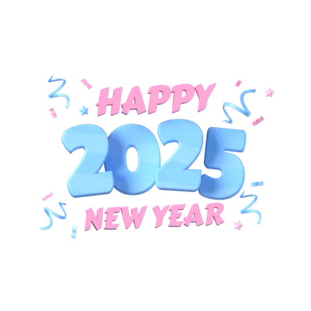 Happy New Year 2025  3D Icon