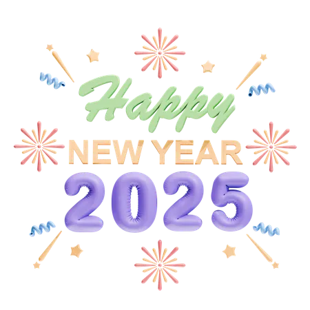 Happy New Year 2025  3D Icon