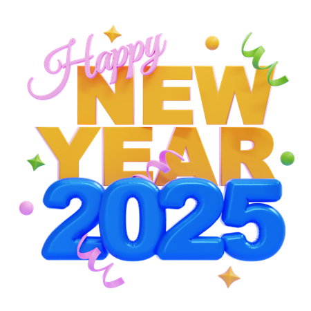 Happy New Year 2025  3D Icon