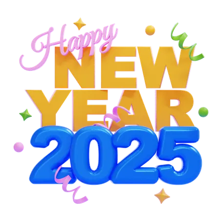 Happy New Year 2025  3D Icon