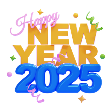 Happy New Year 2025  3D Icon