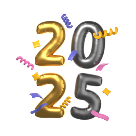 Happy New Year 2025  3D Icon