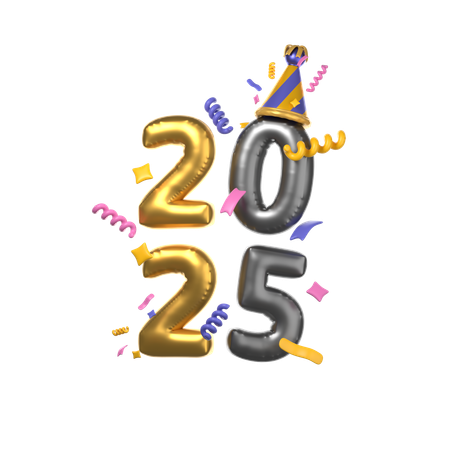 Happy New Year 2025  3D Icon