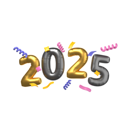 Happy New Year 2025 3D Icon