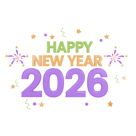 Happy New Year 2026  3D Icon