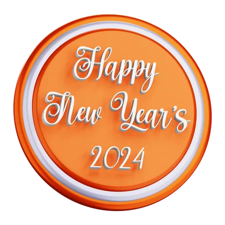 3 D Happy New Years 2024 Icon With Transparent Background 3D Icon
