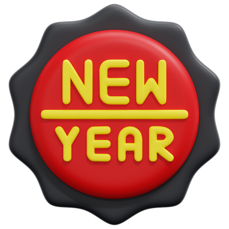 Happy new year badge  3D Icon