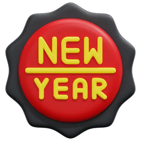 Happy new year badge  3D Icon