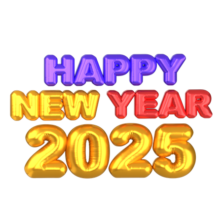 Happy New Year Balloon 2025  3D Icon