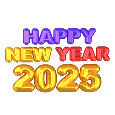 Happy New Year Balloon 2025  3D Icon