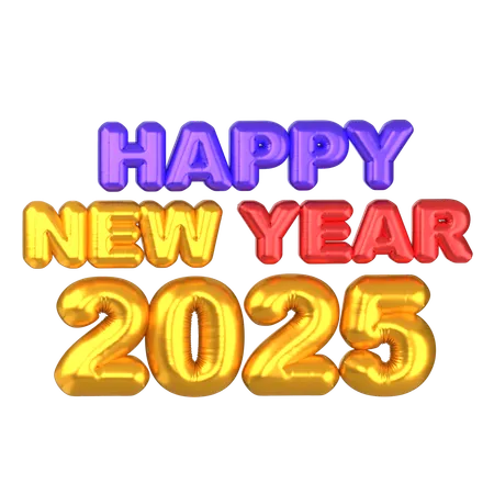 Happy New Year Balloon 2025  3D Icon