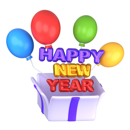 Happy New Year Balloons  3D Icon