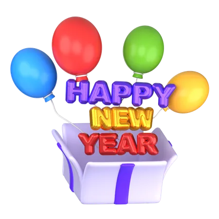 Happy New Year Balloons  3D Icon