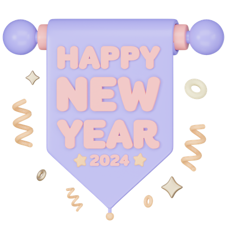 Happy New Year Banner  3D Icon