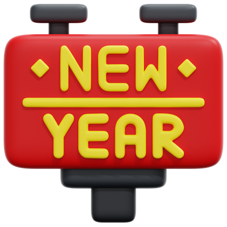 Happy new year billboard  3D Icon