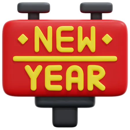 Happy new year billboard  3D Icon