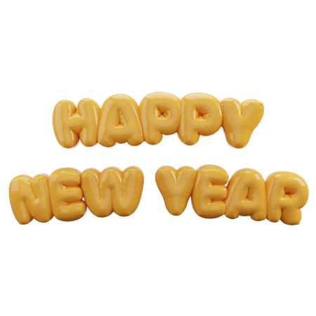 Happy New Year Bubble Balloon Letters  3D Icon