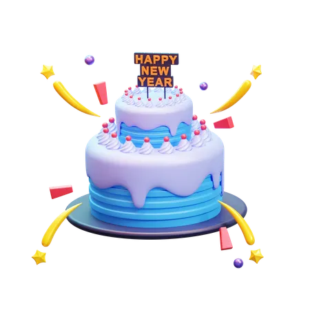 Happy new year cake  3D Icon