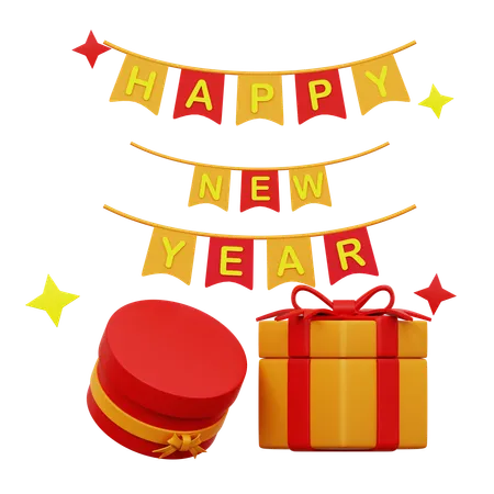 Happy New Year 3 D Icons 3D Icon