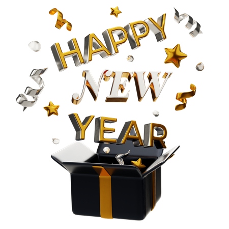 Happy New Year Gift Box  3D Icon