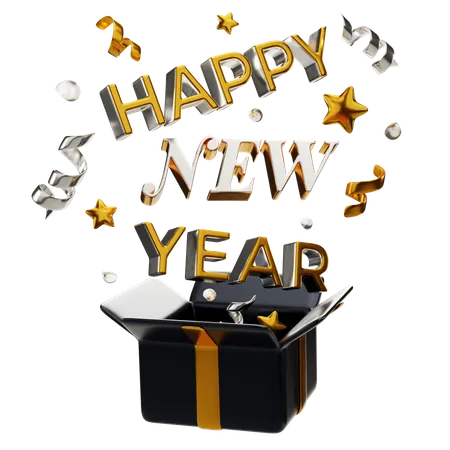 Happy New Year Gift Box  3D Icon