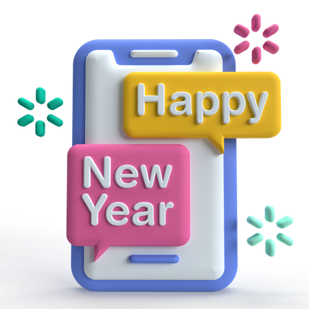 Happy New Year Message  3D Icon