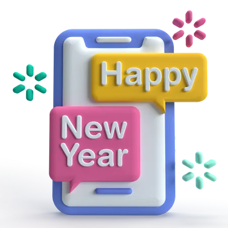 Happy New Year Message  3D Icon