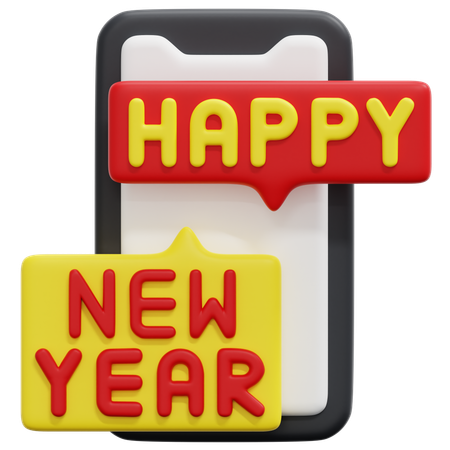 Happy new year message  3D Icon