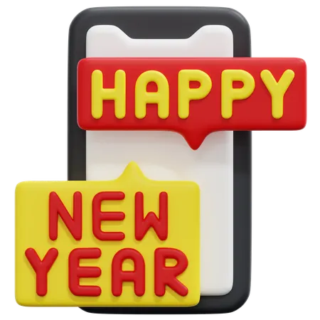 Happy new year message  3D Icon