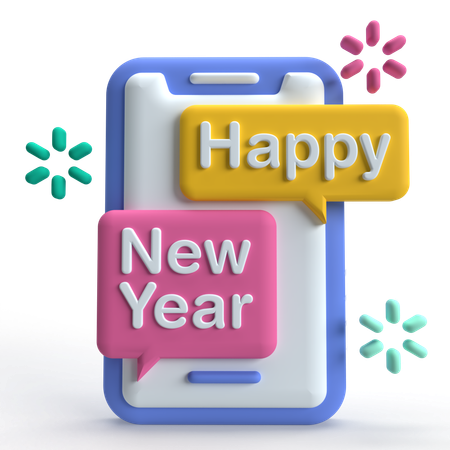 Happy New Year Message  3D Icon