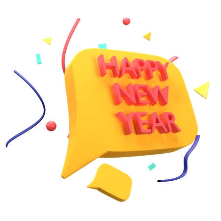 Happy New Year Message  3D Icon