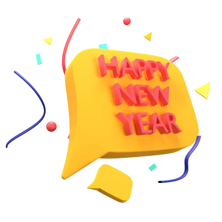 Happy New Year Message  3D Icon