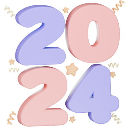 Happy New Year Number 2024  3D Icon