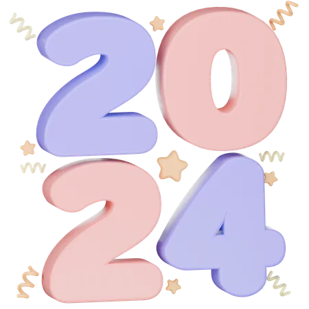 Happy New Year Number 2024  3D Icon